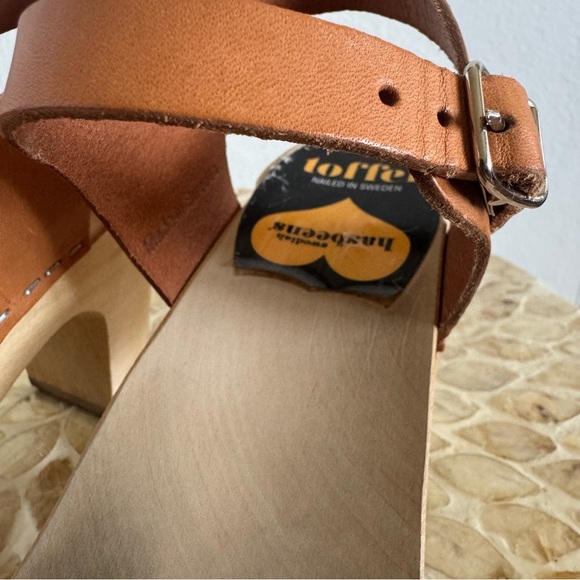 Swedish Hasbeens Toffel Women's Tan Leather Peep Toe Sandals Size 36 - Picture 10 of 15